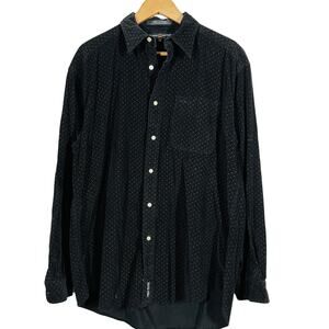 Tommy Hilfiger Micro Cord Button Down Shirt Black Casual LS Collar - L